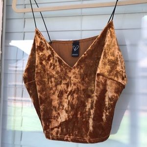 Boho gold velvet crop top Medium